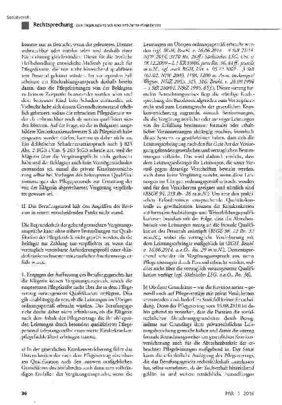 Vorschauseite 4: Zum Vergütungsanspruch eines ambulanten Pflegedienstes, dessen Mitarbeiter nicht über die vertraglich vereinbarte Qualifikation verfügen