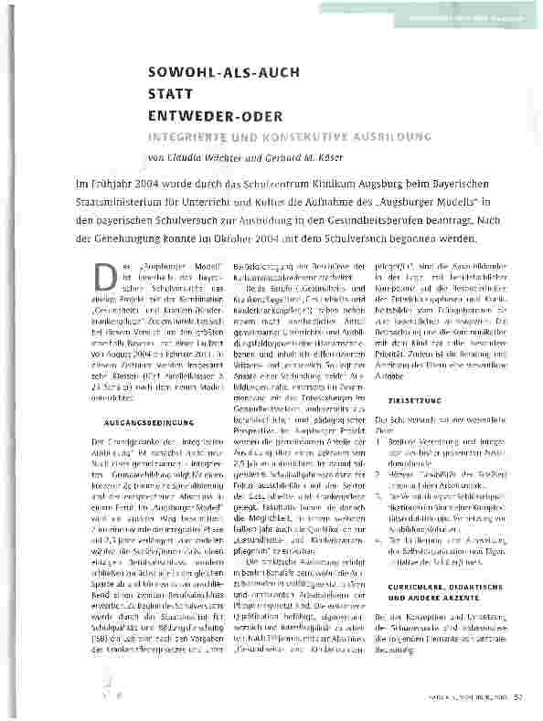 Vorschauseite 1: SOWOHL-ALS-AUCH STATT ENTWEDER-ODER INTEGRIERTE UND KONSEKUTIVE AUSBILDUNG