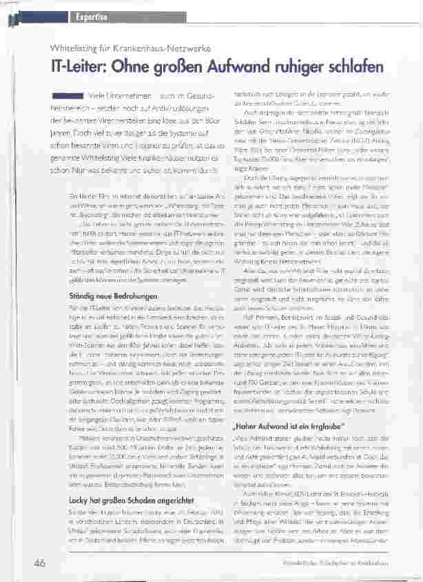 Vorschauseite 1: IT-Leiter: Ohne großen Aufwand ruhiger schlafen