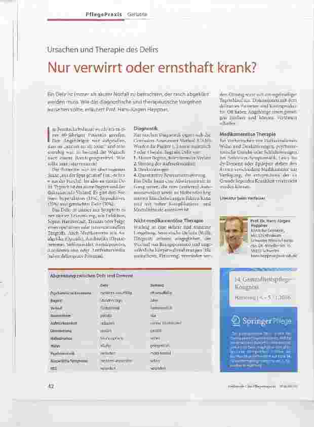 Vorschauseite 1: Ursachen und Therapie des Delirs Nur verwirrt oder ernsthaft krank?