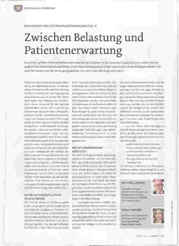 Vorschauseite 1: DAS KONZEPT DER ZENTRALEN NOTAUFNAHME (TEIL 2) Zwischen Belastung und Patientenerwartung