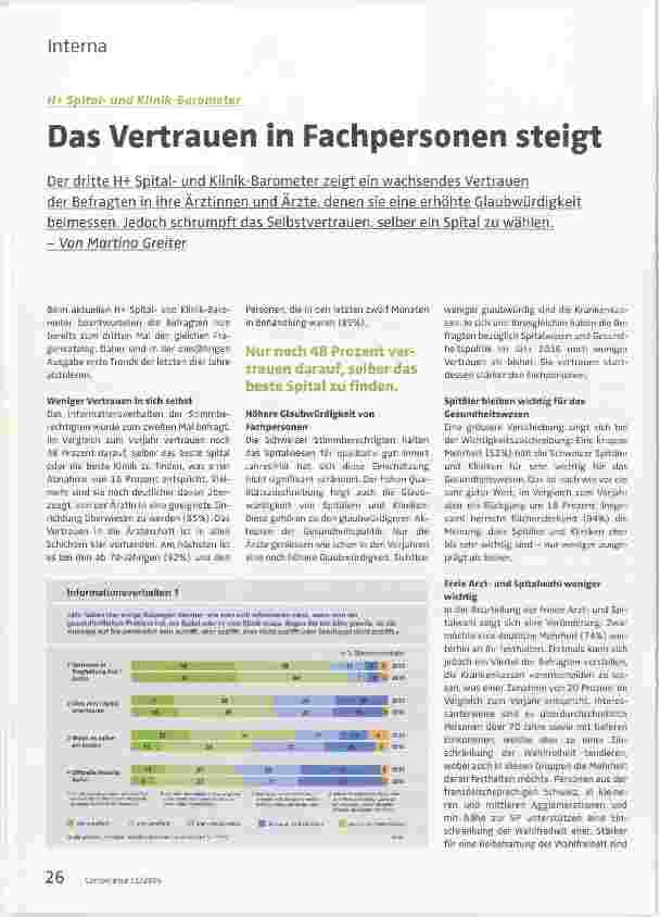 Vorschauseite 1: Das Vertrauen in Fachpersonen steigt