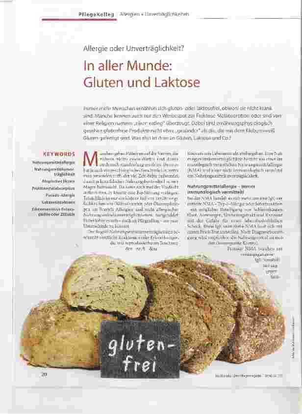 Vorschauseite 1: Allergie oder Unverträglichkeit? In aller Munde: Gluten und Laktose