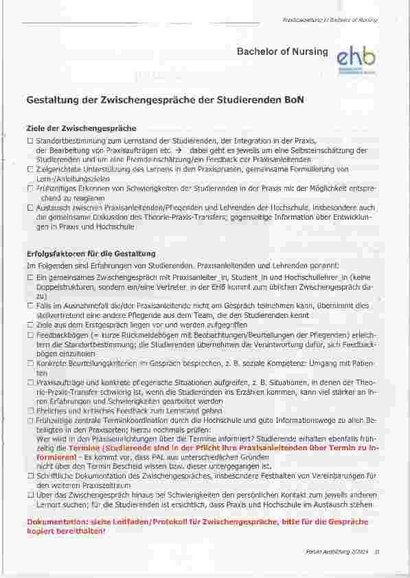 Vorschauseite 4: Praxisbegleitung im Studium Bachelor of Nur-sing an der Evangelischen Hochschule Berlin