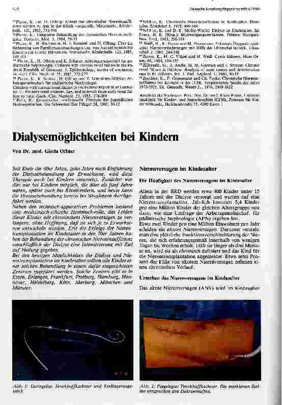 Vorschauseite 1: Dialysemöglichkeiten bei Kindern