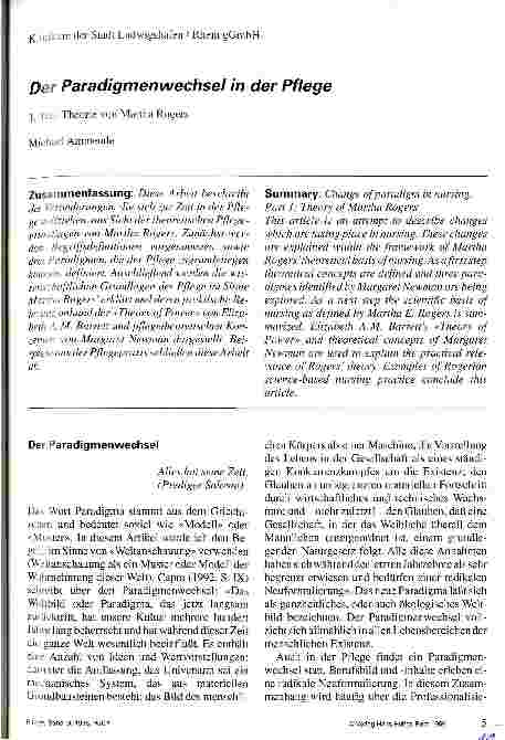 Vorschauseite 1: Der Paradigmenwechsel in der Pflege 1. Teil: Theorie von Martha Rogers