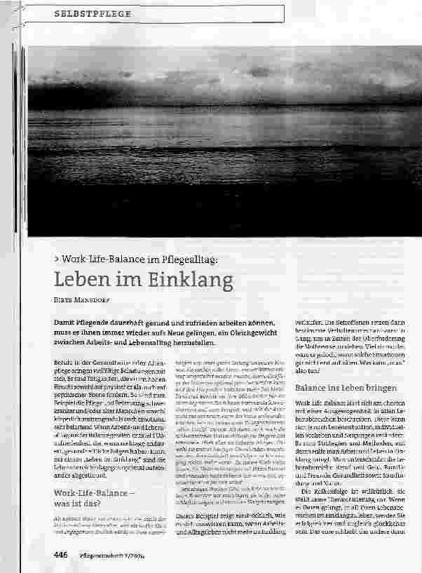 Vorschauseite 1: Work-Life-Balance im Pflegealltag: Leben im Einklang