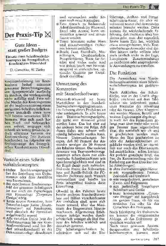 Vorschauseite 1: Gute Ideenstatt großer Budgets Einsatz eines Schriftverkehrkonzeptes im Evangelischen KHS Düsseldorfs