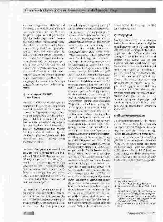 Vorschauseite 4: Sozialhilferechtliche Ansprüche auf Pflegeleistungen nach den §§ 61 ff SGB XII in der häuslichen Pflege