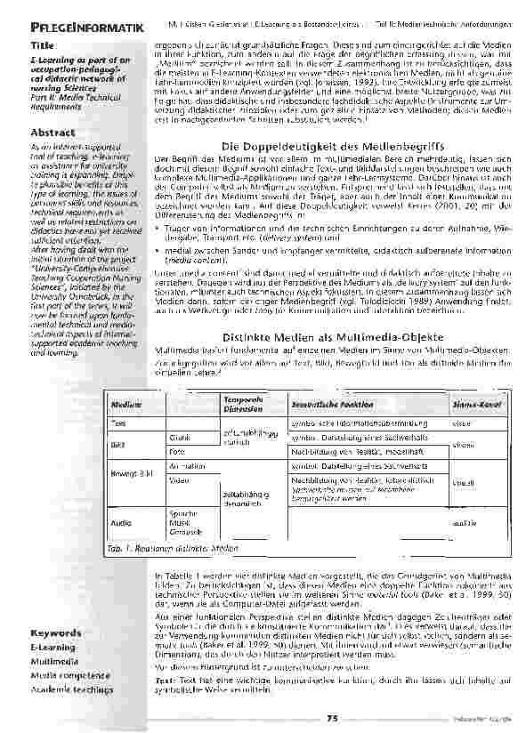 Vorschauseite 2: E-Learning als Bestandteil eines berufspädagogischen Lehrverbundes Pflegewissenschaft