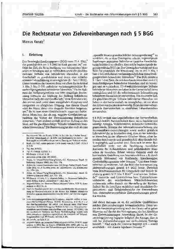 Vorschauseite 1: Die Rechtsnatur von Zielvereinbarungen nach § 5 BGG