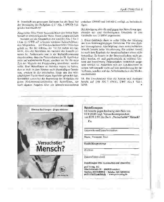 Vorschauseite 6: Vorsätzliche Zuwiderhandlung gegen das Verbot des § 1 GWB