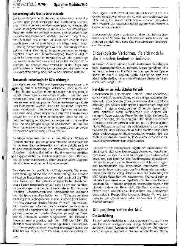 Vorschauseite 4: Die gegenwärtige und künftige Rolle der MIC in der Allgemeinchirurgie