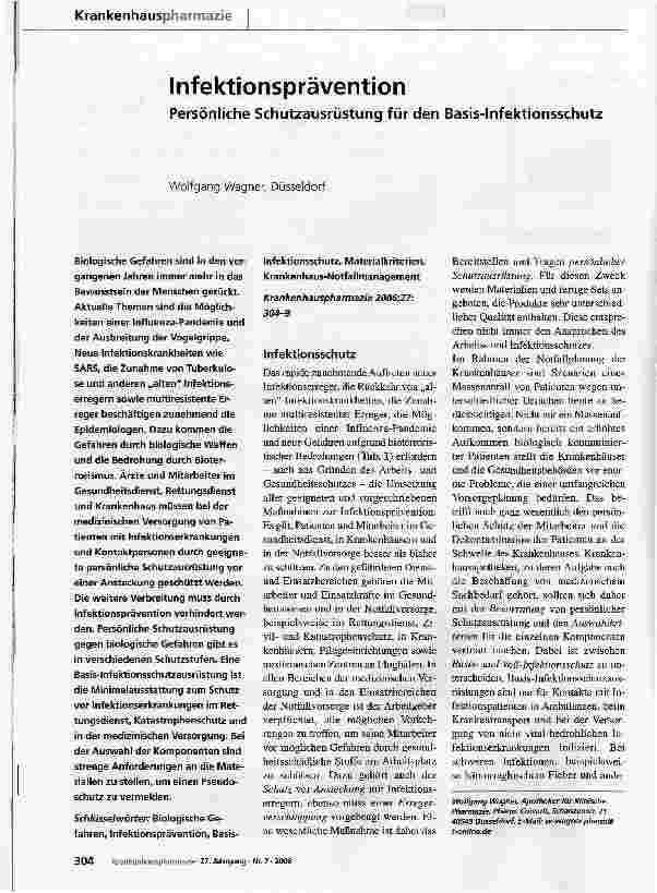 Vorschauseite 1: InfektionspräventionPersönliche Schutzausrüstung für den Basis-Infektionsschutz
