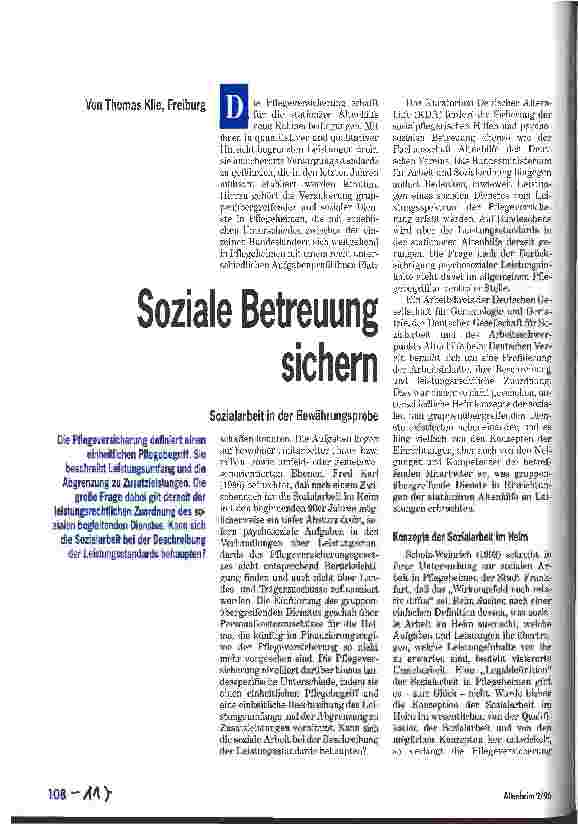 Vorschauseite 1: Soziale Betreuung sichern Sozialarbeit in der Bewährungsprobe