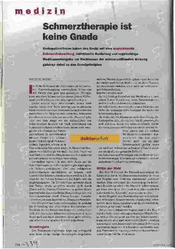 Vorschauseite 1: Schmerztherapie ist keine Gnade