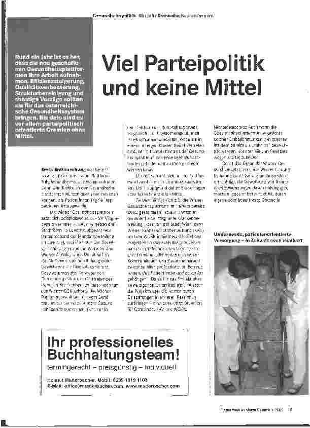 Vorschauseite 1: Viel Parteipolitik und keine Mittel