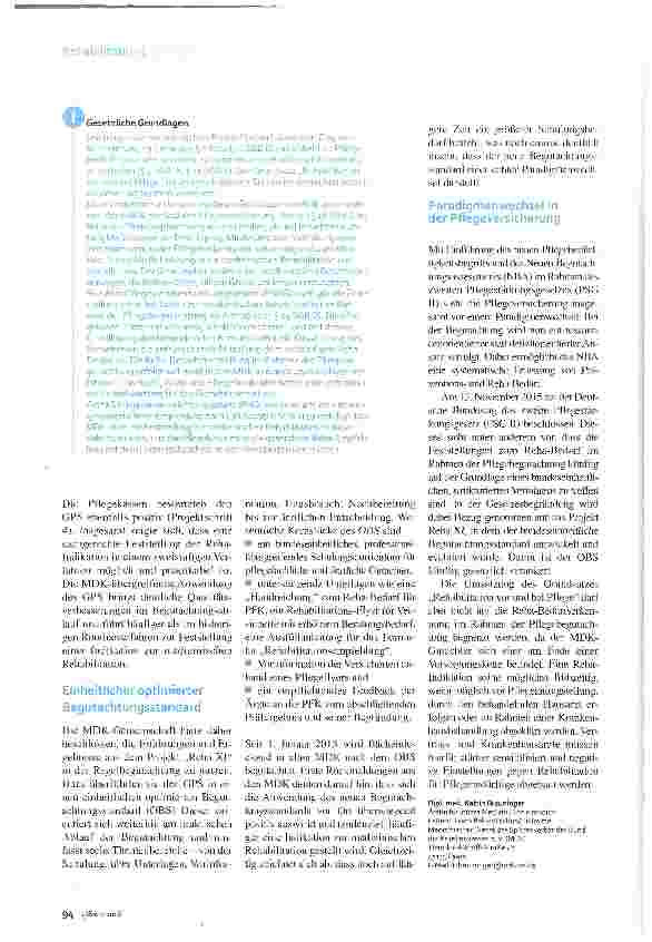 Vorschauseite 3: Reha-Bedarfsfeststellung der MDK Mit GPS zum Ziel