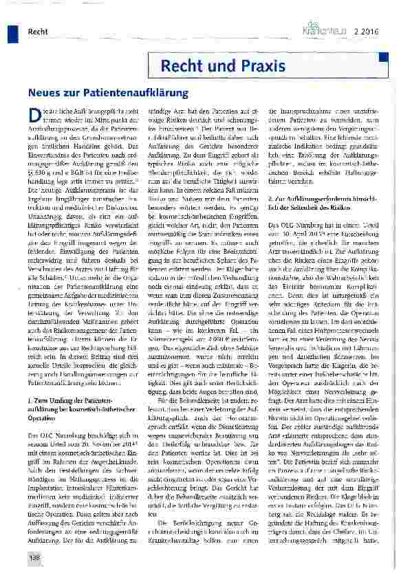 Vorschauseite 1: Neues zur Patientenaufklärung