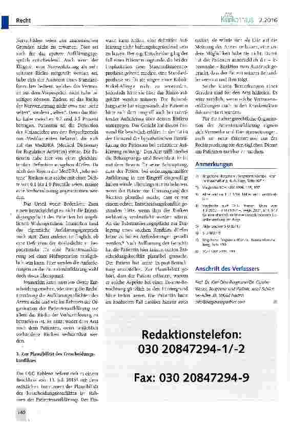 Vorschauseite 2: Neues zur Patientenaufklärung
