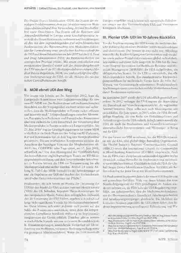 Vorschauseite 2: Ein Produkt, eine Nummer, eine Identität-Wie sich Europa auf die Unique Device Identification (UDI) vorbereiten kann