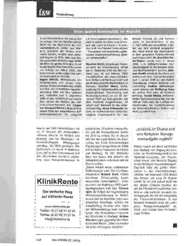 Vorschauseite 3: Rhön will Positiondes Marktführers ausbauen