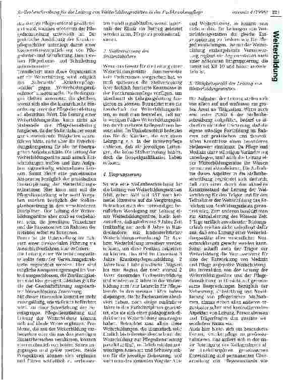 Vorschauseite 3: Stellenbeschreibung für die Leitung von Weiterbildungsstätten in der Fachkrankenpflege