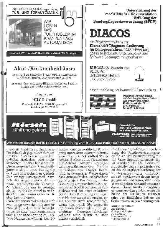 Vorschauseite 3: Zur Werbung von Sanatorien, deren Inhaber ein Arzt ist Bundesverfassungsgericht
