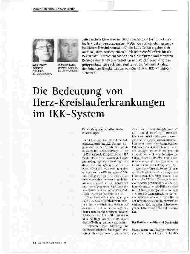 Vorschauseite 1: Die Bedeutung von Herz-Kreislauferkrankungen im IKK-System