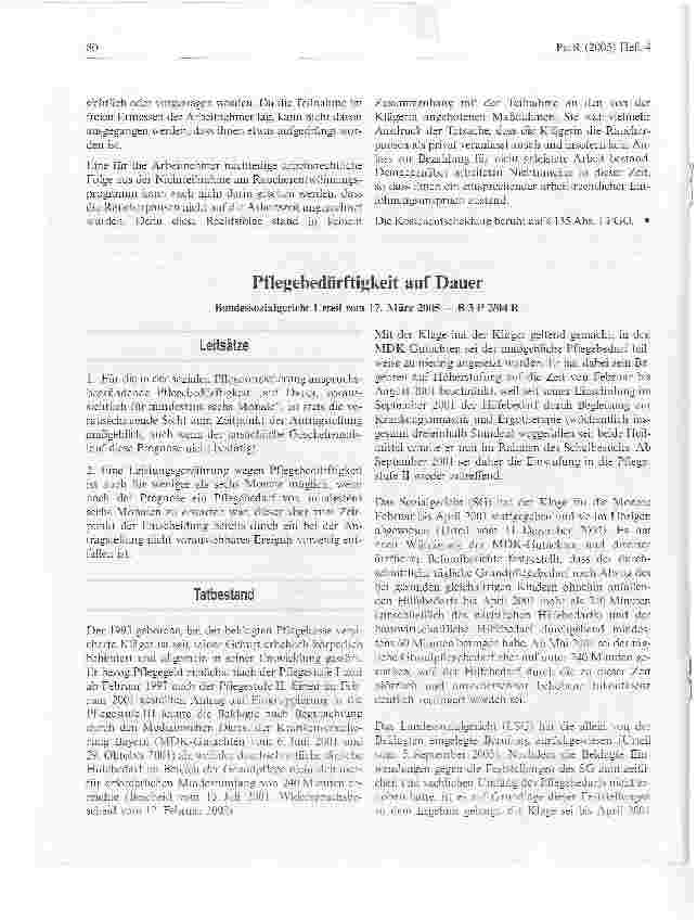 Vorschauseite 1: Pflegebedürftigkeit auf Dauer