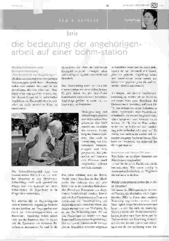 Vorschauseite 1: Die Bedeutung der Angehörigenarbeit auf einer Böhm-Station
