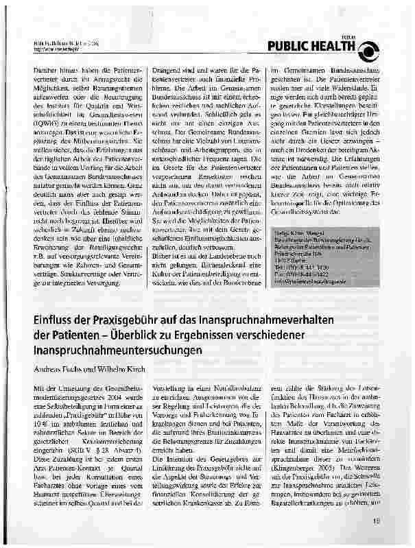 Vorschauseite 2: Patientenbeteiligung an der Entscheidung über GKV-Leistungen