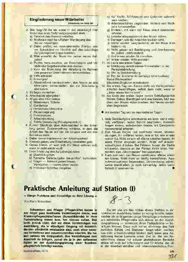 Vorschauseite 1: Praktische Anleitung auf Station (I) - Einige Probleme und Vorschläge zu ihrer Lösung -