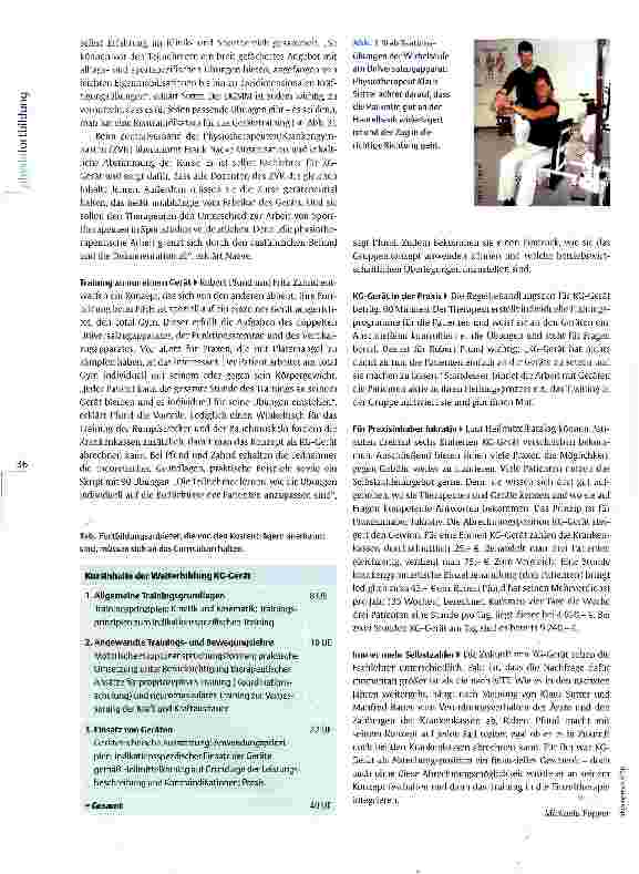 Vorschauseite 3: Fortbildungsführer KG-Gerät Gemeinsam schwitzen auf Rezept