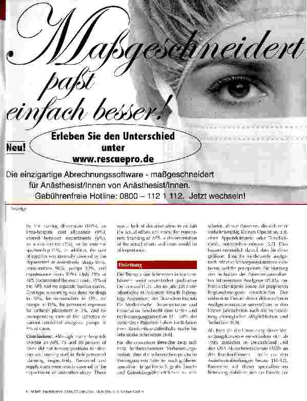 Vorschauseite 2: Finanzierung von Akutschmerzdiensten an deutschen Krankenhäusern