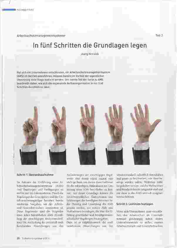 Vorschauseite 1: Arbeitsschutzmanagementsysteme Teil 2 In fünf Schritten die Grundlagen legen