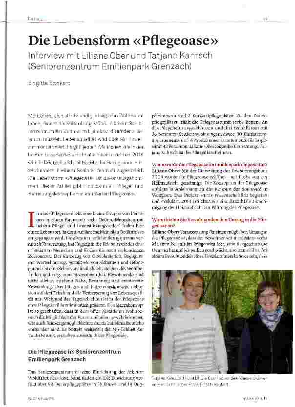 Vorschauseite 1: Die Lebensform «Pflegeoase»