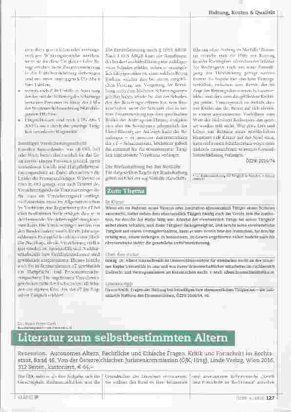 Vorschauseite 4: Fragen der Haftung bei freiwilligen bzw ehrenamtlichen Tätigkeiten die Haftung des Trägers für die ehrenamtlichen Mitarbeiter