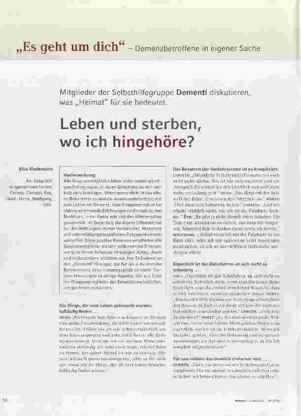 Vorschauseite 1: Leben und sterben, wo ich hingehöre?