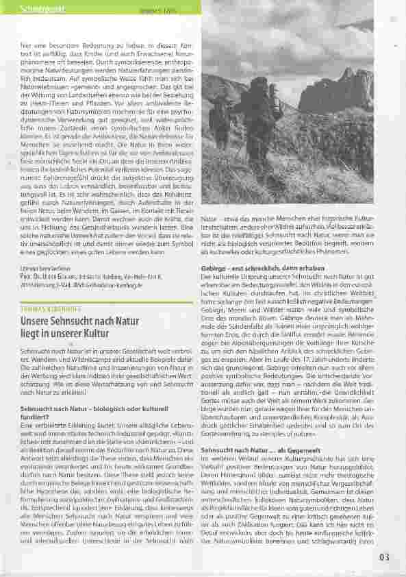 Vorschauseite 1: Unsere Sehnsucht nach Natur liegt in unserer Kultur