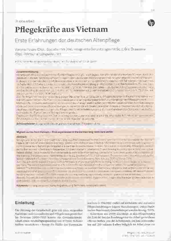 Vorschauseite 1: Pflegekräfte aus Vietnam