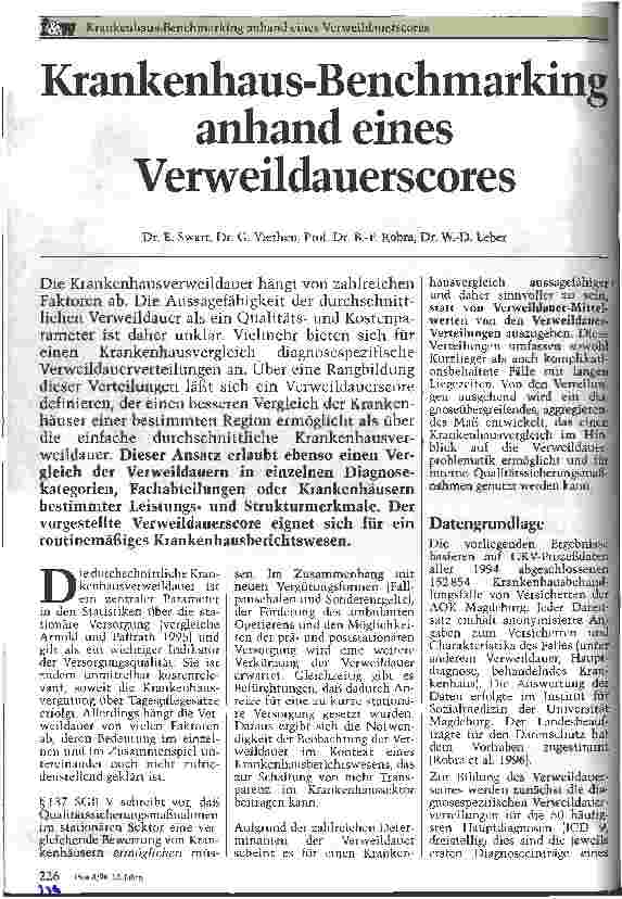 Vorschauseite 1: Krankenhaus-Benchmarking anhand eines Verweildauerscores