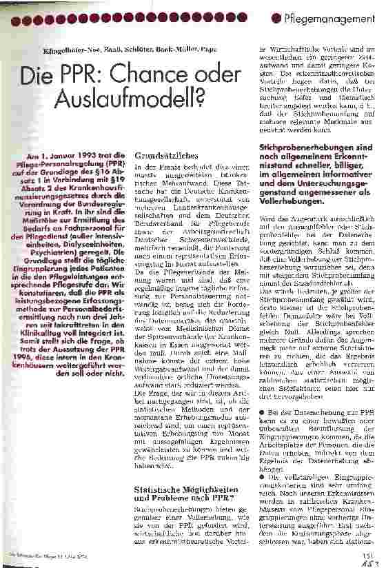 Vorschauseite 1: Die PPR: Chance oder Auslaufmodell?