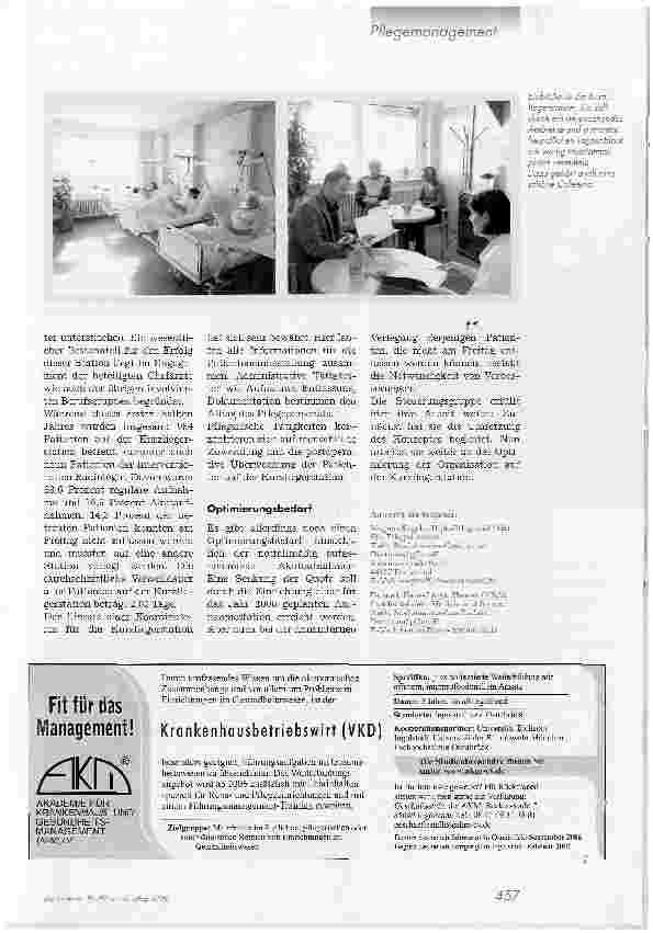 Vorschauseite 4: Optimierter Ablauf in der PatientenversorgungEinführung einer interdisziplinären Kurziegerstation in der Katholischen St.-Johannes-Gesellschaft Dortmund gGmbH