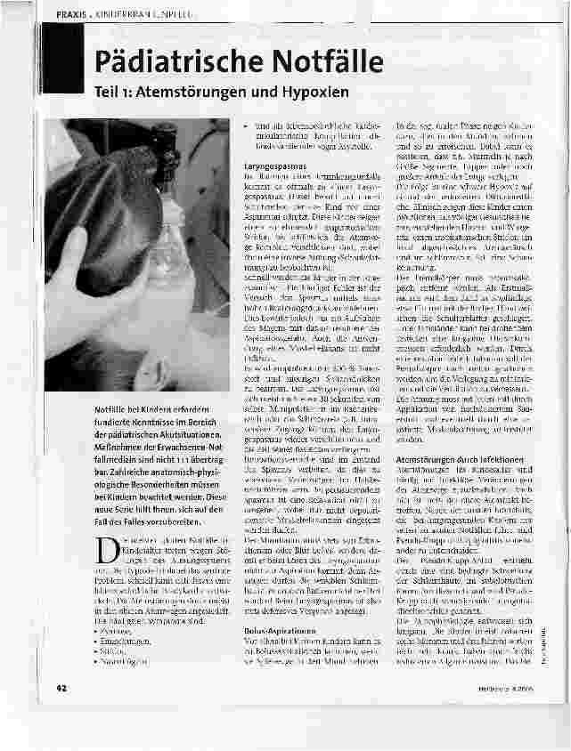 Vorschauseite 1: Pädiatrische NotfälleTeil 1: Atemstörungen und Hypoxien