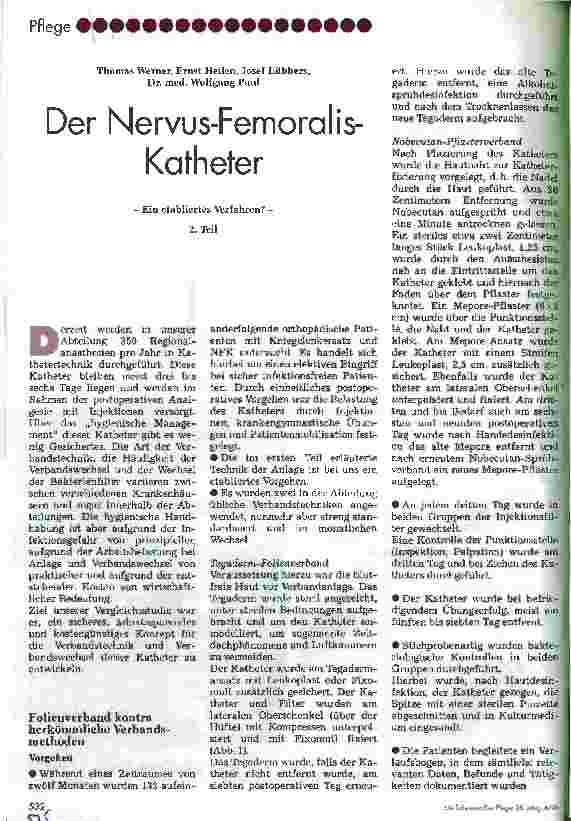Vorschauseite 1: Der Nervus Femoralis-Katheter Ein etabliertes Verfahren? 2. Teil