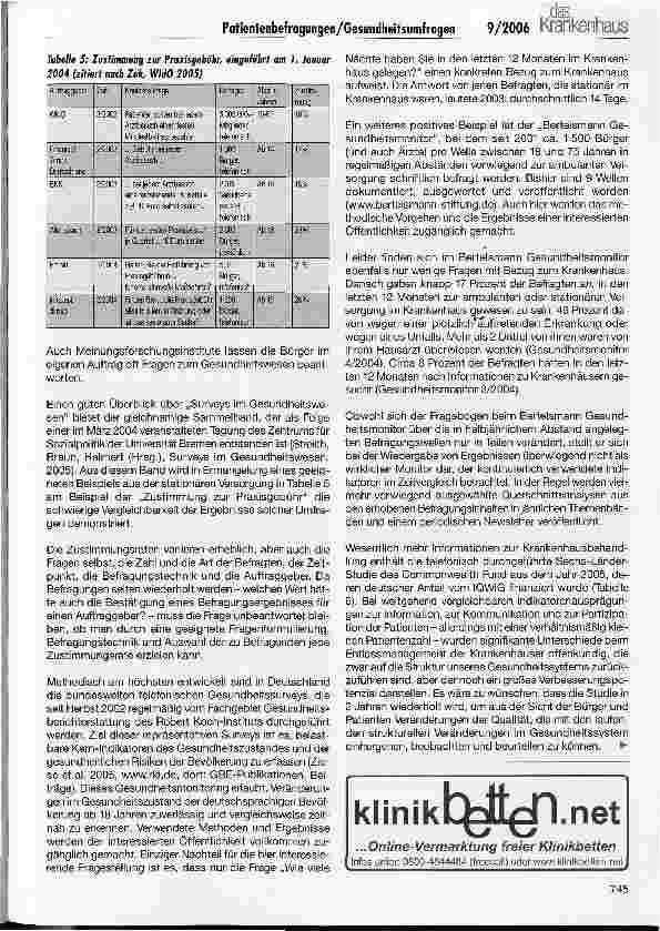 Vorschauseite 4: Die stationäre Versorgung aus der Nutzerperspektive