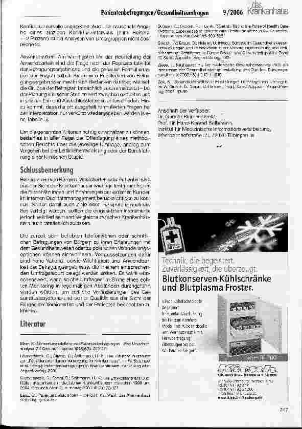 Vorschauseite 6: Die stationäre Versorgung aus der Nutzerperspektive