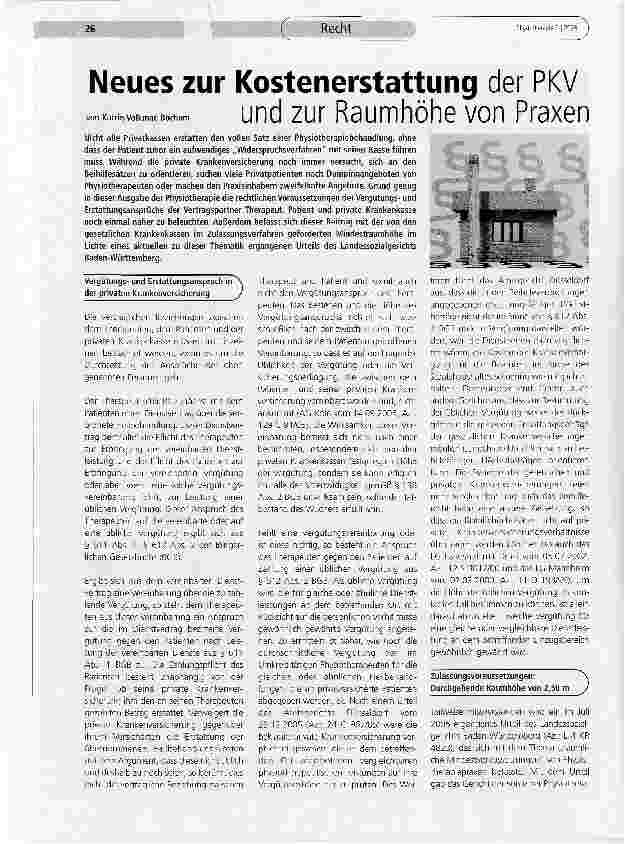 Vorschauseite 1: Neues zur Kostenerstattung der PKV und zur Raumhöhe von Praxen