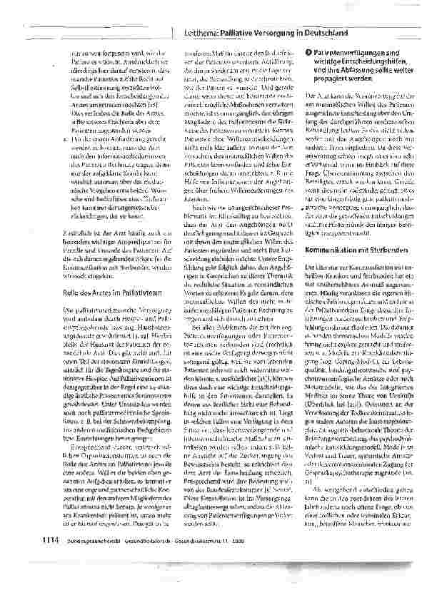 Vorschauseite 2: Die Rolle des Arztes und die Kommunikation mit Sterbenden